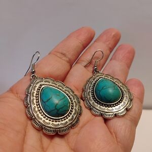 Turquoise Silver Dangle Earrings